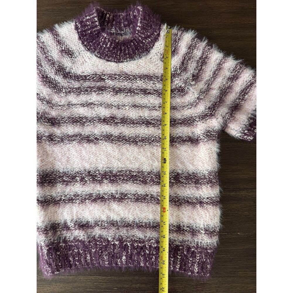 Pilcro Baby Sweater Short Sleeve Pink Striped Fuzzy Cozy M - Picture 12 of 12